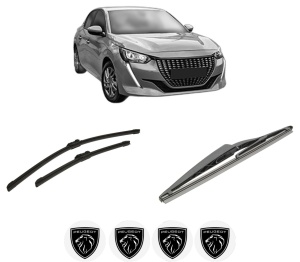 Set 3 stergatoare PEUGEOT 208 II (UB_, UP_, UW_, UJ_) din 2019-2023, pentru parbriz si luneta fata si spate auto, Bosch Twin-Aerotwin, din cauciuc siliconat rezistent, 4 Stickere Auto PEUGEOT - Img 2