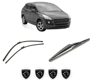 Set 3 stergatoare PEUGEOT 3008 Van (0U_) din 2009-2016, pentru parbriz si luneta fata si spate auto, Bosch Twin-Aerotwin, din cauciuc siliconat rezistent, 4 Stickere Auto PEUGEOT - Img 2