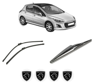 Set 3 stergatoare PEUGEOT 308 I (4A_, 4C_) din 2007-2015, pentru parbriz si luneta fata si spate auto, Bosch Twin-Aerotwin, din cauciuc siliconat rezistent, 4 Stickere Auto PEUGEOT - Img 2