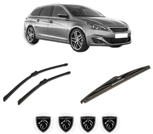 Set 3 stergatoare PEUGEOT 308 SW II (LC_, LJ_, LR_, LX_, L4_) din 2014-2021, pentru parbriz si luneta fata si spate auto, Bosch Twin-Aerotwin, din cauciuc siliconat rezistent, 4 Stickere Auto PEUGEOT - Img 2