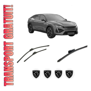 Set 3 stergatoare PEUGEOT 408 II (FP_, F3_, FM_) din 2024, pentru parbriz si luneta fata si spate auto, Bosch Aerotwin-Aerotwin, din cauciuc siliconat rezistent, 4 Stickere Auto PEUGEOT