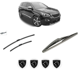 Set 3 stergatoare PEUGEOT 508 SW II (FC_, FJ_, F4_) din 2018-2021, pentru parbriz si luneta fata si spate auto, Bosch Twin-Aerotwin, din cauciuc siliconat rezistent, 4 Stickere Auto PEUGEOT - Img 2