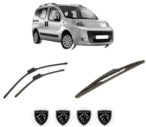 Set 3 stergatoare PEUGEOT BIPPER TEPEE din 2008-2010, pentru parbriz si luneta fata si spate auto, Bosch Twin-Aerotwin, din cauciuc siliconat rezistent, 4 Stickere Auto PEUGEOT - Img 2