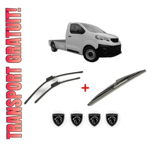 Set 3 stergatoare PEUGEOT EXPERT Platform/Chassis (V_) din 2016 - 2023, pentru parbriz si luneta fata si spate auto, Bosch Twin, din cauciuc siliconat rezistent, 4 Stickere Auto PEUGEOT