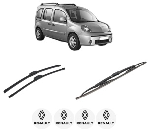 Set 3 stergatoare RENAULT KANGOO / GRAND KANGOO II (KW0/1_) din 2008-2019, pentru parbriz si luneta fata si spate auto, Bosch Twin-Aerotwin Retrofit, din cauciuc siliconat rezistent, 4 Stickere Auto RENAULT - Img 2
