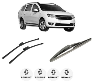 Set 3 stergatoare RENAULT LOGAN II Estate (K8_) din 2017-2020, pentru parbriz si luneta fata si spate auto, Bosch Twin-Aerotwin, din cauciuc siliconat rezistent, 4 Stickere Auto RENAULT - Img 2