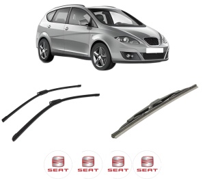 Set 3 stergatoare SEAT ALTEA XL (5P5, 5P8) din 2006-2015, pentru parbriz si luneta fata si spate auto, Bosch Twin-Aerotwin, din cauciuc siliconat rezistent, 4 Stickere Auto SEAT - Img 2