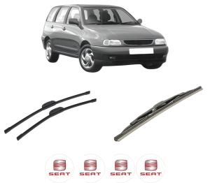 Set 3 stergatoare SEAT CORDOBA Vario (6K5) din 1996-2002, pentru parbriz si luneta fata si spate auto, Bosch Twin-Aerotwin Retrofit, din cauciuc siliconat rezistent, 4 Stickere Auto SEAT - Img 2