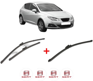 Set 3 stergatoare SEAT IBIZA IV (6J5, 6P1) din 2008 - 2017, pentru parbriz si luneta fata si spate auto, Valeo Silencio Xtrm, din cauciuc siliconat rezistent, 4 Stickere Auto SEAT v15016