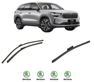 Set 3 stergatoare SKODA KODIAQ II (PS7) din 2024-2025, pentru parbriz si luneta fata si spate auto, Bosch Twin-Aerotwin, din cauciuc siliconat rezistent, 4 Stickere Auto SKODA - Img 2