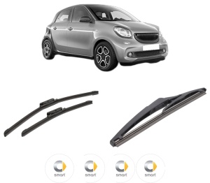 Set 3 stergatoare SMART FORFOUR Hatchback (453) din 2014-2017, pentru parbriz si luneta fata si spate auto, Bosch Twin-Aerotwin, din cauciuc siliconat rezistent, 4 Stickere Auto SMART - Img 2