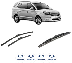 Set 3 stergatoare SSANGYONG RODIUS II din 2013-2015, pentru parbriz si luneta fata si spate auto, Bosch Twin-Aerotwin Retrofit, din cauciuc siliconat rezistent, 4 Stickere Auto SSANGYONG - Img 2