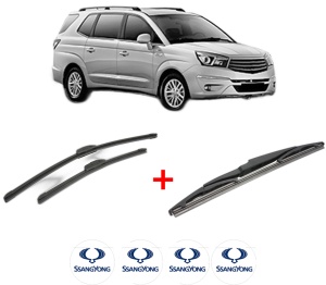 Set 3 stergatoare SSANGYONG RODIUS II din 2013, pentru parbriz si luneta fata si spate auto, Bosch Twin, din cauciuc siliconat rezistent, 4 Stickere Auto SSANGYONG v4032