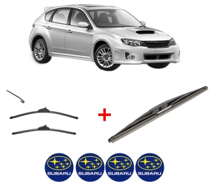Set 3 stergatoare SUBARU IMPREZA Hatchback (GP_) din 2011 - 2016, pentru parbriz si luneta fata si spate auto, Valeo Silencio, din cauciuc siliconat rezistent, 4 Stickere Auto SUBARU v13876