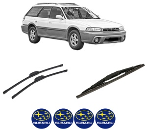 Set 3 stergatoare SUBARU LEGACY OUTBACK (BG) din 1996-1999, pentru parbriz si luneta fata si spate auto, Bosch Twin-Aerotwin Retrofit, din cauciuc siliconat rezistent, 4 Stickere Auto SUBARU - Img 2