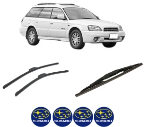 Set 3 stergatoare SUBARU OUTBACK (BE, BH) din 2000-2003, pentru parbriz si luneta fata si spate auto, Bosch Twin-Aerotwin Retrofit, din cauciuc siliconat rezistent, 4 Stickere Auto SUBARU - Img 2