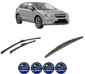 Set 3 stergatoare SUBARU XV (_GP_) din 2012-2017, pentru parbriz si luneta fata si spate auto, Bosch Twin-Aerotwin Retrofit, din cauciuc siliconat rezistent, 4 Stickere Auto SUBARU - Img 2