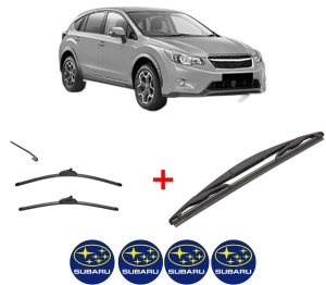 Set 3 stergatoare SUBARU XV (_GP_) din 2012 - 2017, pentru parbriz si luneta fata si spate auto, Valeo Silencio, din cauciuc siliconat rezistent, 4 Stickere Auto SUBARU v13936