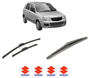 Set 3 stergatoare SUZUKI ALTO K10 din 2012-2015, pentru parbriz si luneta fata si spate auto, Bosch Twin-Aerotwin Retrofit, din cauciuc siliconat rezistent, 4 Stickere Auto SUZUKI - Img 2