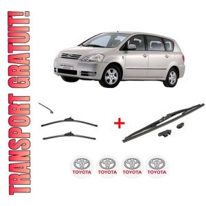 Set 3 stergatoare TOYOTA AVENSIS VERSO (_M2_) din 2001 - 2010, pentru parbriz si luneta fata si spate auto, Valeo Silencio, din cauciuc siliconat rezistent, 4 Stickere Auto TOYOTA - Img 1