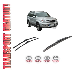 Set 3 stergatoare TOYOTA LAND CRUISER PRADO (_J12_) din 2002-2010, pentru parbriz si luneta fata si spate auto, Bosch Twin-Aerotwin Retrofit, din cauciuc siliconat rezistent, 4 Stickere Auto TOYOTA