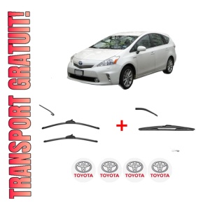 Set 3 stergatoare TOYOTA PRIUS PLUS (_W4_) din 2011, pentru parbriz si luneta fata si spate auto, Valeo Silencio, din cauciuc siliconat rezistent, 4 Stickere Auto TOYOTA