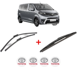 Set 3 stergatoare TOYOTA PROACE VERSO Bus (MPY_) din 2016 - 2023, pentru parbriz si luneta fata si spate auto, Valeo Silencio, din cauciuc siliconat rezistent, 4 Stickere Auto TOYOTA v15316