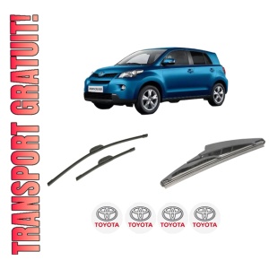 Set 3 stergatoare TOYOTA URBAN CRUISER (_P1_) din 2007-2016, pentru parbriz si luneta fata si spate auto, Bosch Twin-Aerotwin Retrofit, din cauciuc siliconat rezistent, 4 Stickere Auto TOYOTA