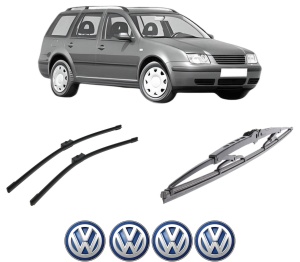 Set 3 stergatoare Volkswagen BORA Variant (1J6) din 1999-2005, pentru parbriz si luneta fata si spate auto, Bosch Twin-Aerotwin, din cauciuc siliconat rezistent, 4 Stickere Auto Volkswagen - Img 2