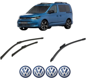 Set 3 stergatoare Volkswagen CADDY V Box Body/MPV (SBA, SBH) din 2020-2024, pentru parbriz si luneta fata si spate auto, Bosch Aerotwin-Aerotwin, din cauciuc siliconat rezistent, 4 Stickere Auto Volkswagen - Img 2