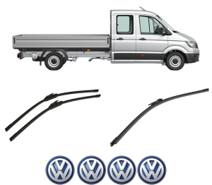 Set 3 stergatoare Volkswagen CRAFTER 30-50 Platform/Chassis (2F_) din 2006-2016, pentru parbriz si luneta fata si spate auto, Bosch Aerotwin-Aerotwin, din cauciuc siliconat rezistent, 4 Stickere Auto Volkswagen - Img 2