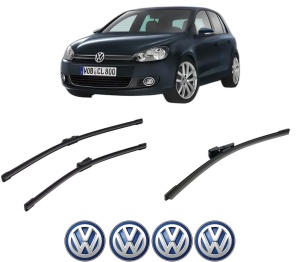 Set 3 stergatoare Volkswagen GOLF VI Van (5K1) din 2008-2012, pentru parbriz si luneta fata si spate auto, Bosch Aerotwin-Aerotwin, din cauciuc siliconat rezistent, 4 Stickere Auto Volkswagen - Img 2