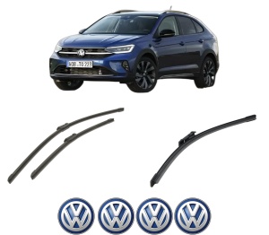 Set 3 stergatoare Volkswagen TAIGO (CS1) din 2021-2024, pentru parbriz si luneta fata si spate auto, Bosch Aerotwin-Aerotwin, din cauciuc siliconat rezistent, 4 Stickere Auto Volkswagen - Img 2
