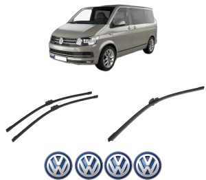 Set 3 stergatoare Volkswagen TRANSPORTER T5 Bus (7HB, 7HJ, 7EB, 7EJ) din 2003-2015, pentru parbriz si luneta fata si spate auto, Bosch Aerotwin-Aerotwin, din cauciuc siliconat rezistent, 4 Stickere Auto Volkswagen - Img 2