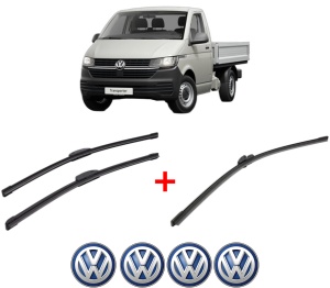 Set 3 stergatoare Volkswagen TRANSPORTER T5 Platform/Chassis (7JD, 7JE, 7JL, 7JY, 7JZ, 7F din 2003 - 2013, pentru parbriz si luneta fata si spate auto, Bosch Aerotwin, din cauciuc siliconat rezistent, 4 Stickere Auto VW v7277
