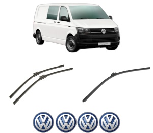 Set 3 stergatoare Volkswagen TRANSPORTER T6 / CARAVELLE T6 Bus (SGB, SGJ, SHB, SHJ) din 2015-2024, pentru parbriz si luneta fata si spate auto, Bosch Aerotwin-Aerotwin, din cauciuc siliconat rezistent, 4 Stickere Auto Volkswagen - Img 2
