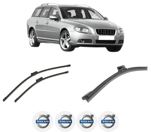 Set 3 stergatoare VOLVO V70 III (135) din 2007-2016, pentru parbriz si luneta fata si spate auto, Bosch Aerotwin-Aerotwin, din cauciuc siliconat rezistent, 4 Stickere Auto VOLVO - Img 2