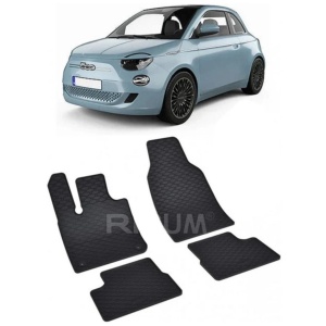 Set 4 covorase Fiat 500E 2021-prezent, din cauciuc 100%, compatibile cu autoturismul FIAT 500e v960