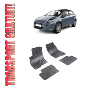 Set 4 covorase Fiat Punto Grande 2006-2018, din cauciuc 100%, compatibile cu autoturismul FIAT Punto