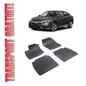 Set 4 covorase Honda Civic Hatchback 2012-2017, din cauciuc 100%, compatibile cu autoturismul HONDA Civic