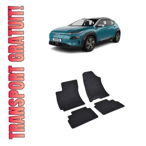 Set 4 covorase Hyundai Kona Hev 2023-prezent, din cauciuc 100%, compatibile cu autoturismul HYUNDAI Kona