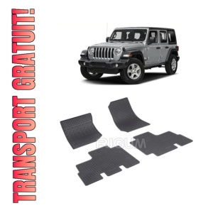 Set 4 covorase Jeep Wrangler 2010-2018, din cauciuc 100%, compatibile cu autoturismul JEEP Wrangler