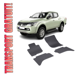 Set 4 covorase Mitsubishi L200 2015-2022, din cauciuc 100%, compatibile cu autoturismul MITSUBISHI L200