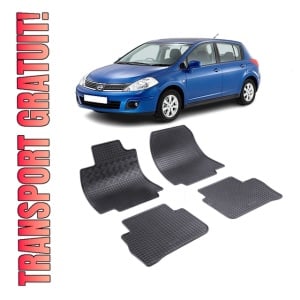 Set 4 covorase Nissan Tiida Hatchback/Sedan 2007-2011, din cauciuc 100%, compatibile cu autoturismul NISSAN Tiida
