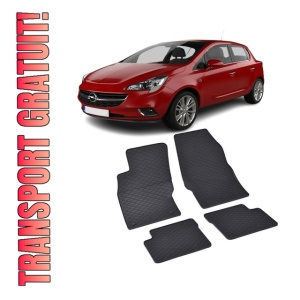 Set 4 covorase Opel Corsa E 2014-2019, din cauciuc 100%, compatibile cu autoturismul OPEL Corsa