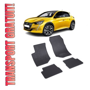 Set 4 covorase Peugeot 208 2019-prezent, din cauciuc 100%, compatibile cu autoturismul PEUGEOT 208
