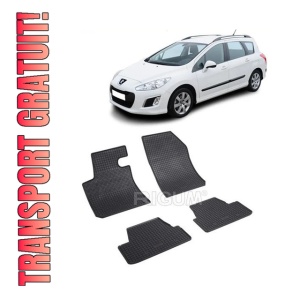 Set 4 covorase Peugeot 308 2013-2021, din cauciuc 100%, compatibile cu autoturismul PEUGEOT 308