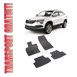 Set 4 covorase Skoda Karoq 2017-prezent, din cauciuc 100%, compatibile cu autoturismul SKODA Karoq