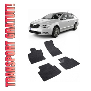 Set 4 covorase Skoda Superb Iii 2015-2023, din cauciuc 100%, compatibile cu autoturismul SKODA Superb