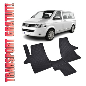 Set 4 covorase Volkswagen T5 Transporter/Caravelle/Multivan 2 Locuri 2003-2015, din cauciuc 100%, compatibile cu autoturismul Volkswagen T5